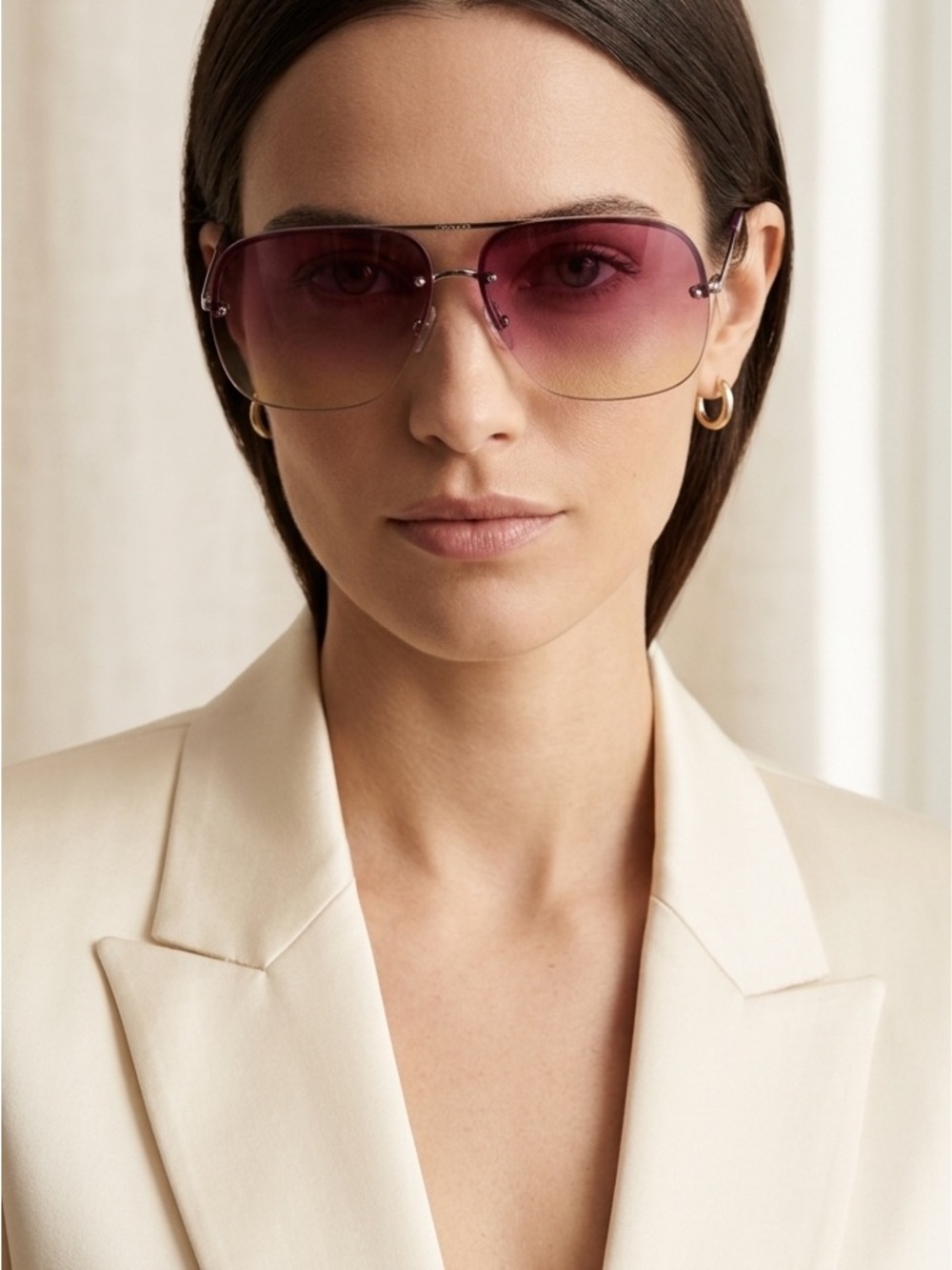 CHANEL Gradient Pink to Gold Rimless Sunglasses